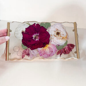 Bandeja Retangular com alça - eternização buquê